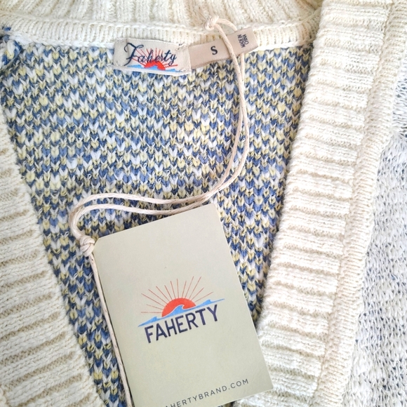 FAHERTY Island Time Coastal Organic Cotton Cardigan NWT Size Small - Picture 7 of 11